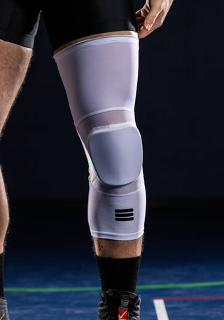 Mid-Length Padded Knee Sleeve - White - Cumulus Sport