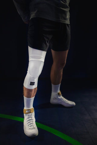 Mid-Length Padded Knee Sleeve - White - Cumulus Sport